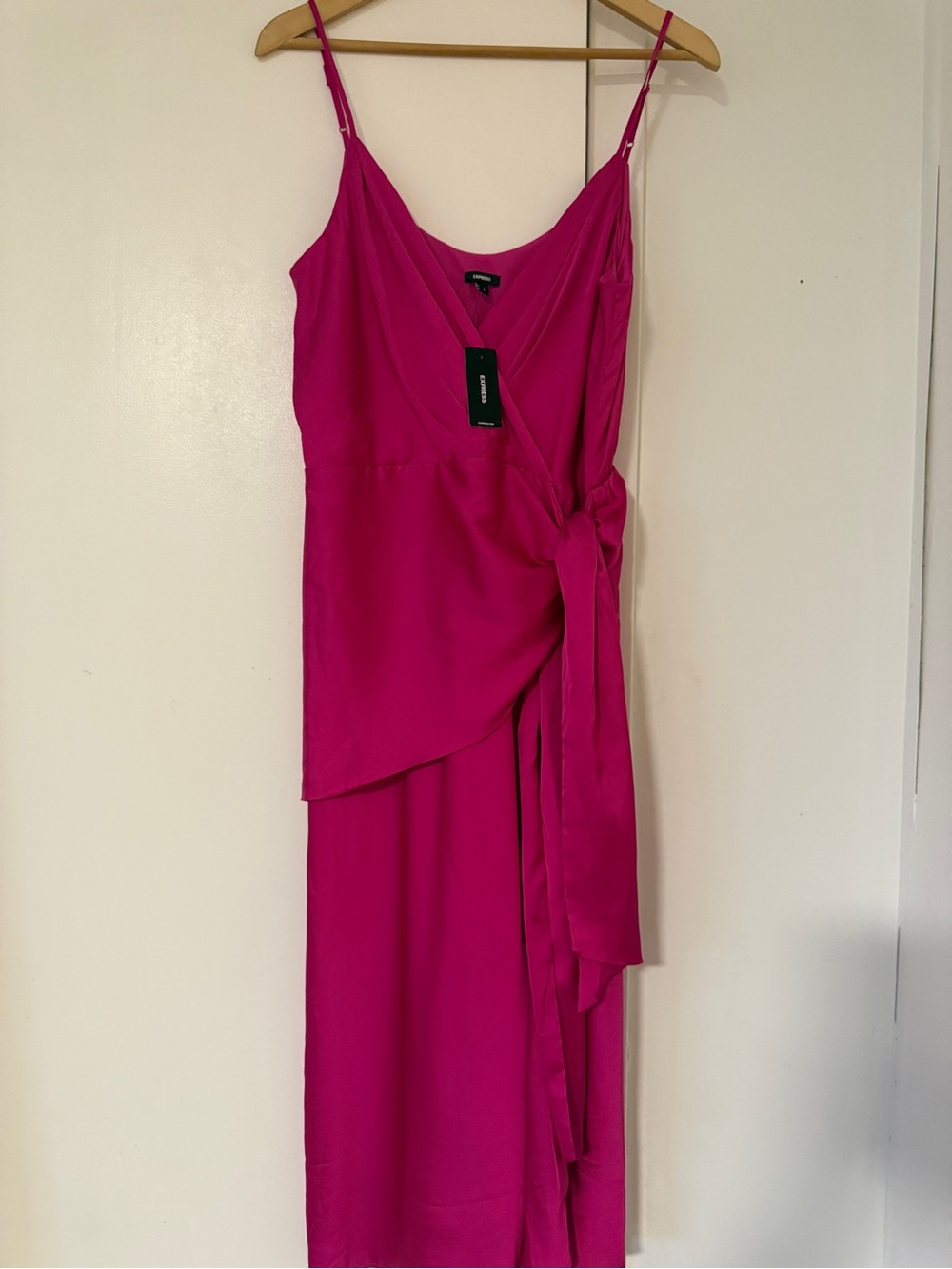 Express Fuchsia Wrap Midi Dress